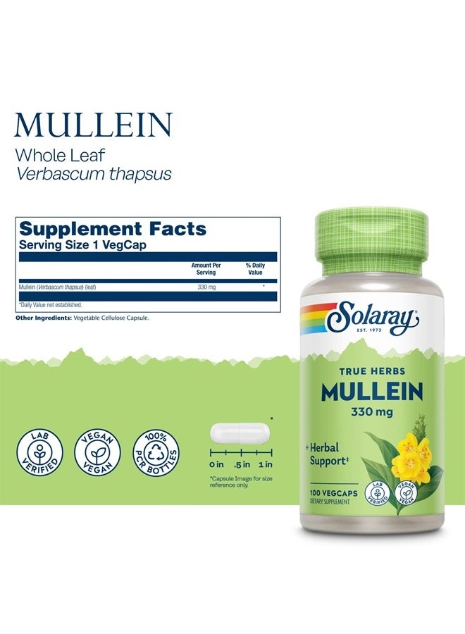 SOLARAY Mullein Leaf, Herbal Support for Healthy Respiratory and Bronchial Function 330mg, Vegan, 100 Servings, 100 VegCaps (Pack of 2) - Image 2