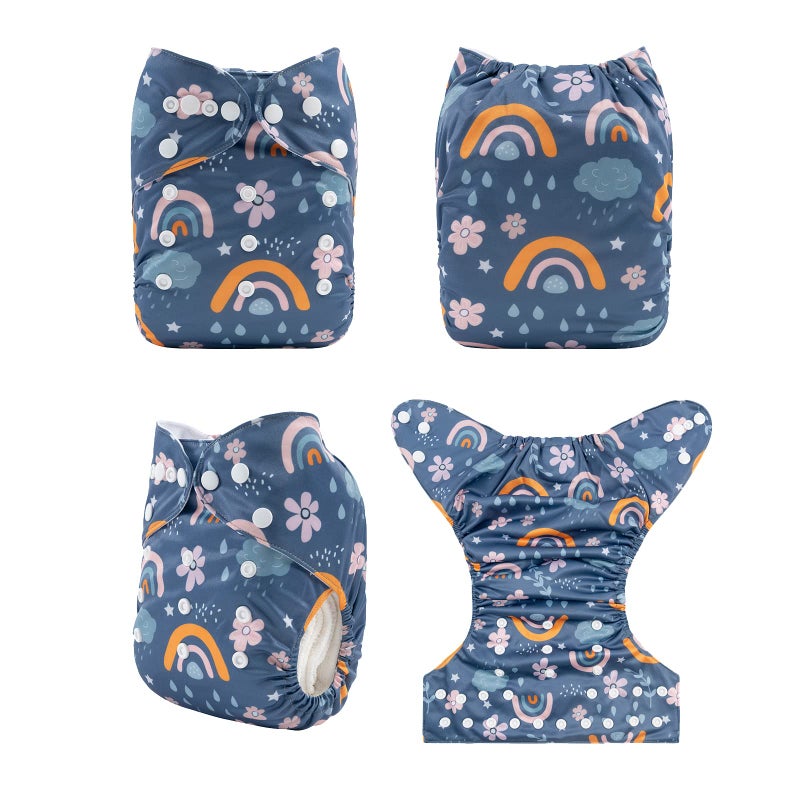 babygoal Reusable Cloth Diapers 6 Pack+6pcs Rayon from Bamboo Inserts+Wet Bag, One Size Adjustable Washable Pocket Nappy Covers for Baby Girls and Boys 6FG38 - Image 3