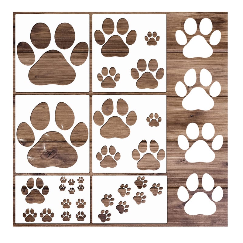 Paw Print Stencil Large Wall Stencils for Painting On Wood Cat Dog Paw Template 12x12 inch Reusable Giant Wood Burning Stencils and Patterns Projects for Floor Tile Cement Home Decor Paw