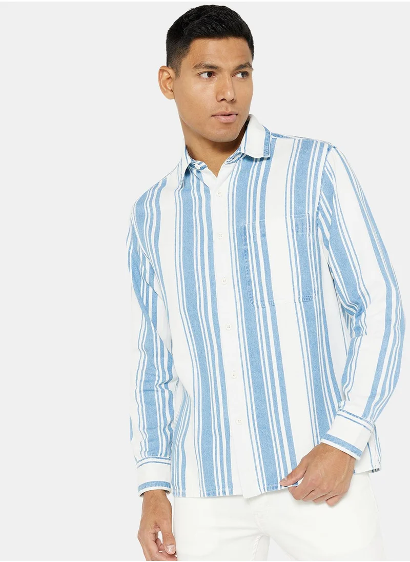 Mango Man Striped Regular Fit Shirt
