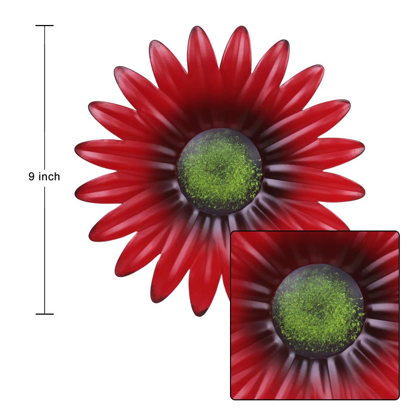 hogardeck Metal Flower Wall Decor - 3 Pcs 9" Outdoor Wall Art Backyard Decorations Hanging for Kitchen, Living Room, Bathroom, Garden - Image 2