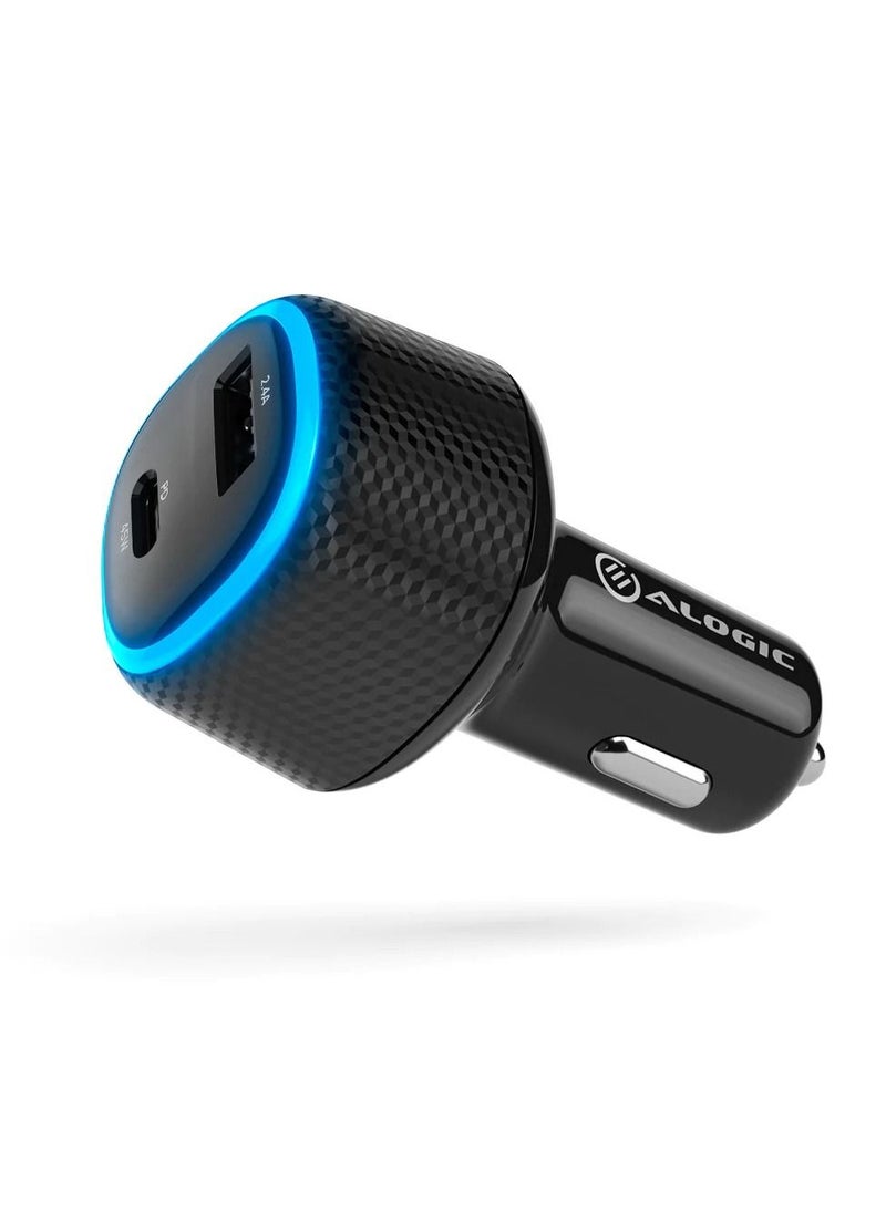 ألوجيك ألوجيك شاحن سيارة سريع ثنائي المنافذ USB-C أسود 45 وات  - Image 3