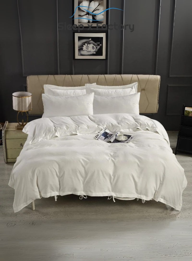 Sleep x Factory Rest Dose Hotel Comforter Set – 7 Pieces – Soft Touch – White – 260x240 cm - Image 1