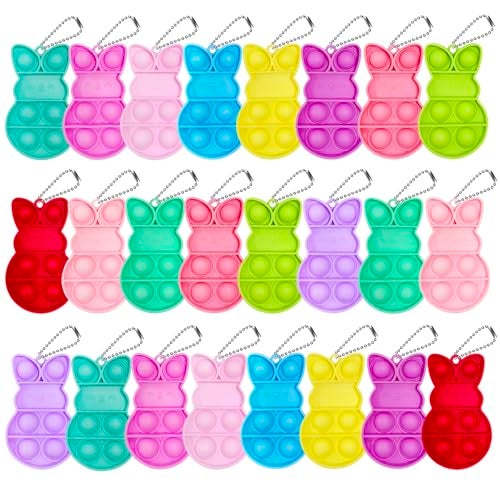 Cherislpy 24 PCS Prefilled Easter Eggs with Bunny Pop Bubble Fidget Keychains Toy Inside for Kids Boys Girls Easter Basket Stuffers Party Favors Easter Egg Fillers Hunt - Image 5