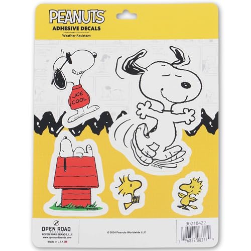 Open Road Brands Peanuts Snoopy Adhesive Vinyl Decals - Fun Set of Snoopy Stickers for Car, Window, Water Bottle or Laptop - Image 5