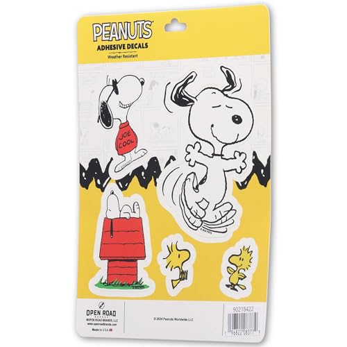 Open Road Brands Peanuts Snoopy Adhesive Vinyl Decals - Fun Set of Snoopy Stickers for Car, Window, Water Bottle or Laptop - Image 2