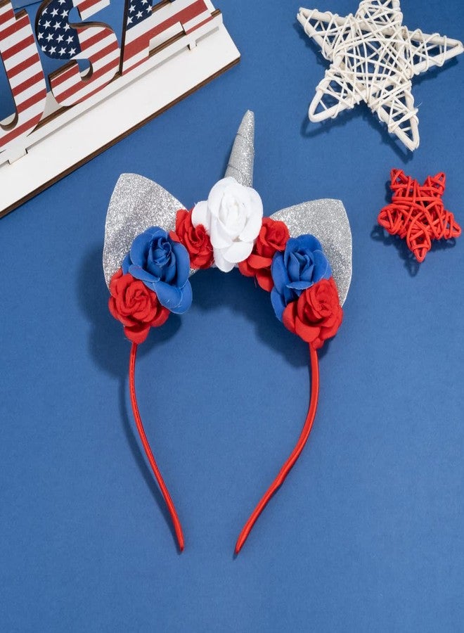 Madison Tyler Independence Day 4th of July Headband | Unicorn Sliver Glitter Horn Headbands | Cat Ear Head Bands for Women - Image 4