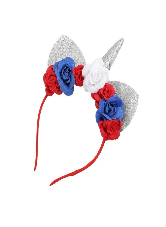 Madison Tyler Independence Day 4th of July Headband | Unicorn Sliver Glitter Horn Headbands | Cat Ear Head Bands for Women - Image 1