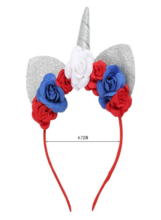 Madison Tyler Independence Day 4th of July Headband | Unicorn Sliver Glitter Horn Headbands | Cat Ear Head Bands for Women - Image 5