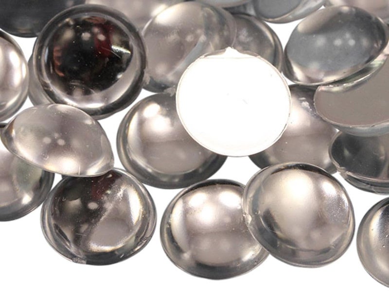 Allstarco 13mm Crystal Clear .AC Flat Back Acrylic Round Cabochon Pro Grade - 50 Pieces - Image 1