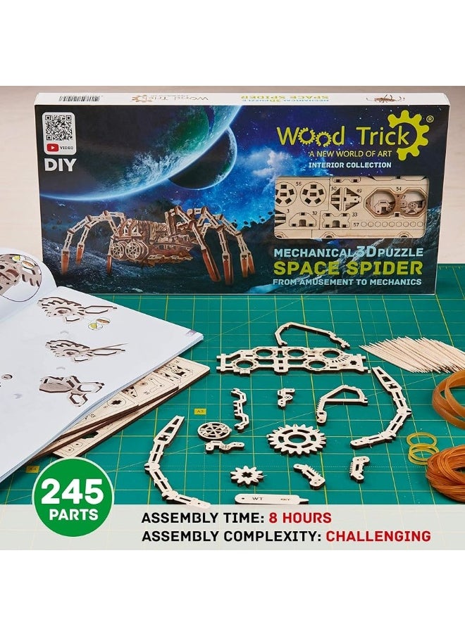 Wood Trick - Wood Trick Mechanical Spider 3D Wooden Puzzle - Runs up to 7 feet - Wooden Model Kit for Adults and Kids to Build - Image 1