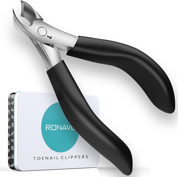RONAVO Podiatrist Toenail Clippers Professional Thick Ingrown Toe Nail Clippers for Men Seniors Pedicure Clippers Toenail Cutters Super Sharp Curved Blade Grooming Tool - Image 1