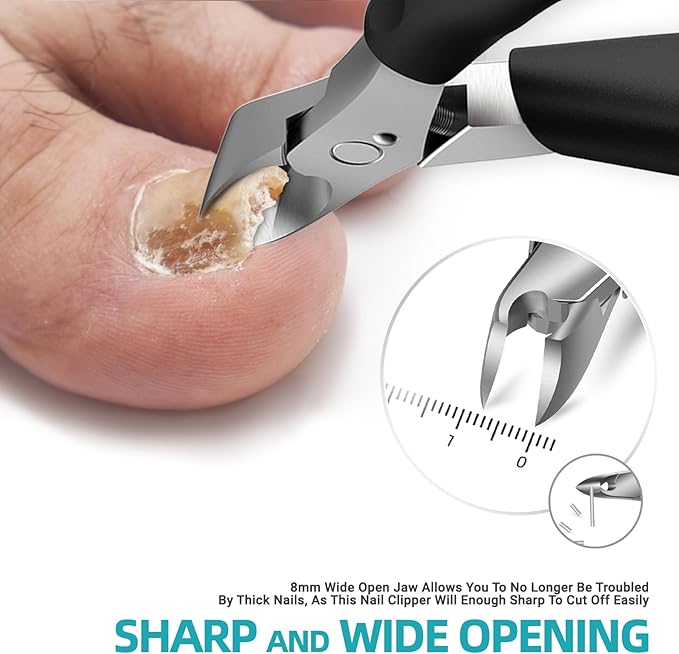 RONAVO Podiatrist Toenail Clippers Professional Thick Ingrown Toe Nail Clippers for Men Seniors Pedicure Clippers Toenail Cutters Super Sharp Curved Blade Grooming Tool - Image 2