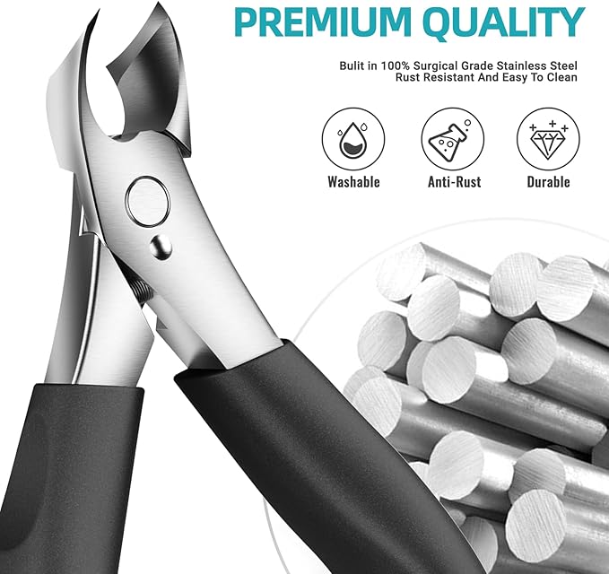 RONAVO Podiatrist Toenail Clippers Professional Thick Ingrown Toe Nail Clippers for Men Seniors Pedicure Clippers Toenail Cutters Super Sharp Curved Blade Grooming Tool - Image 5