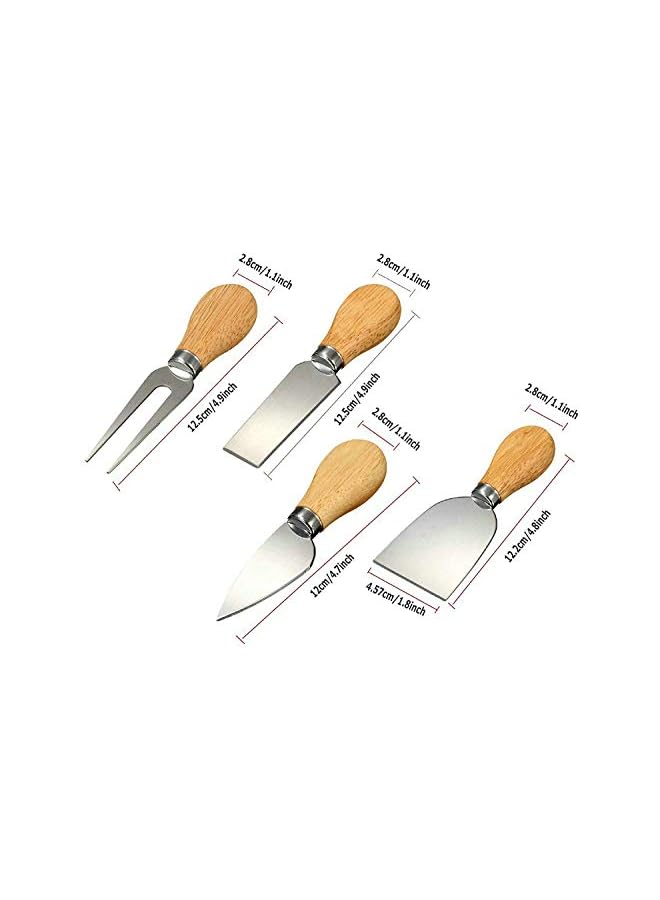 PROMASS Steel Stainless Cheese Slicer Knives with Bamboo Wood Handle - Set of 4 Pieces - Image 2