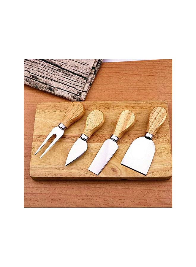PROMASS Steel Stainless Cheese Slicer Knives with Bamboo Wood Handle - Set of 4 Pieces - Image 3