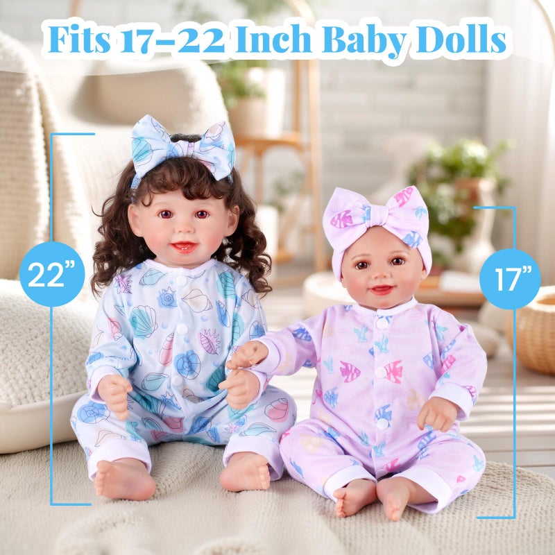 BABESIDE 5 Sets of Reborn Baby Doll Clothes with Doll Headband for 17-22 Inch Dolls, Realistic Baby Doll Clothes and Accessories Set with Various Cute Patterns for Real Life Baby Dolls - Image 5