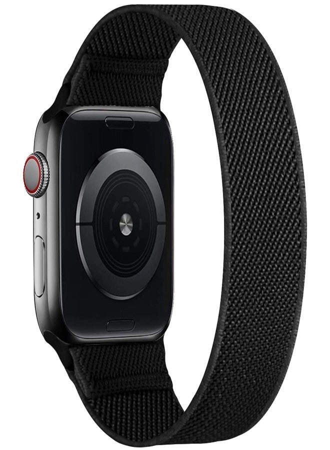 ENJINER Stretchy Nylon Solo Loop Bands Compatible with Apple Watch 38mm 40mm 41mm 42mm 44mm 45mm 49mm Ultra iWatch Series 8 7 6 SE 5 4 3 2 1 Strap, Sport Elastic Braided Women Men, 38/40/41mm M Black - Image 1