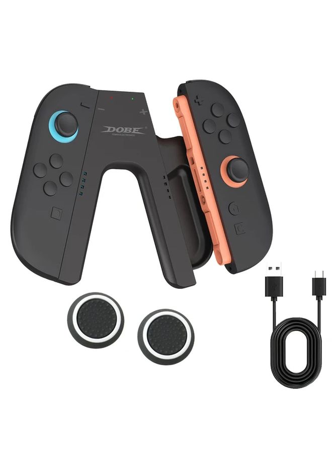 مقبض شحن لجهاز Switch 2 مع كابل USB-C سريع LED وحامل وأغطية إبهام سيليكون - Image 1