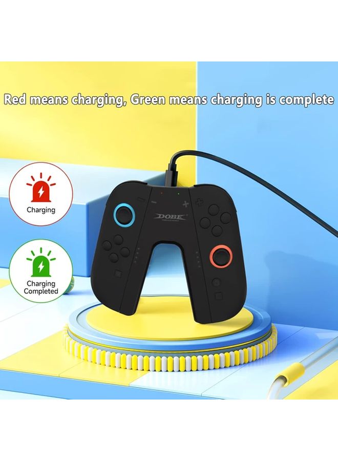 مقبض شحن لجهاز Switch 2 مع كابل USB-C سريع LED وحامل وأغطية إبهام سيليكون - Image 3