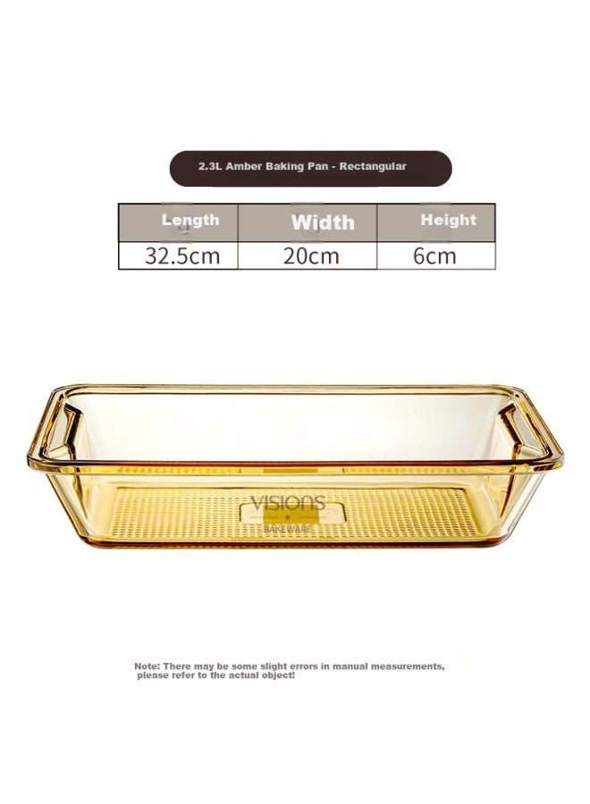 Visions Tableware, Amber-colored Heat-resistant Glass Baking Dish, 2.3l Rectangular Steaming Fish, Baked Rice, Dumpling Serving Plate - Image 1