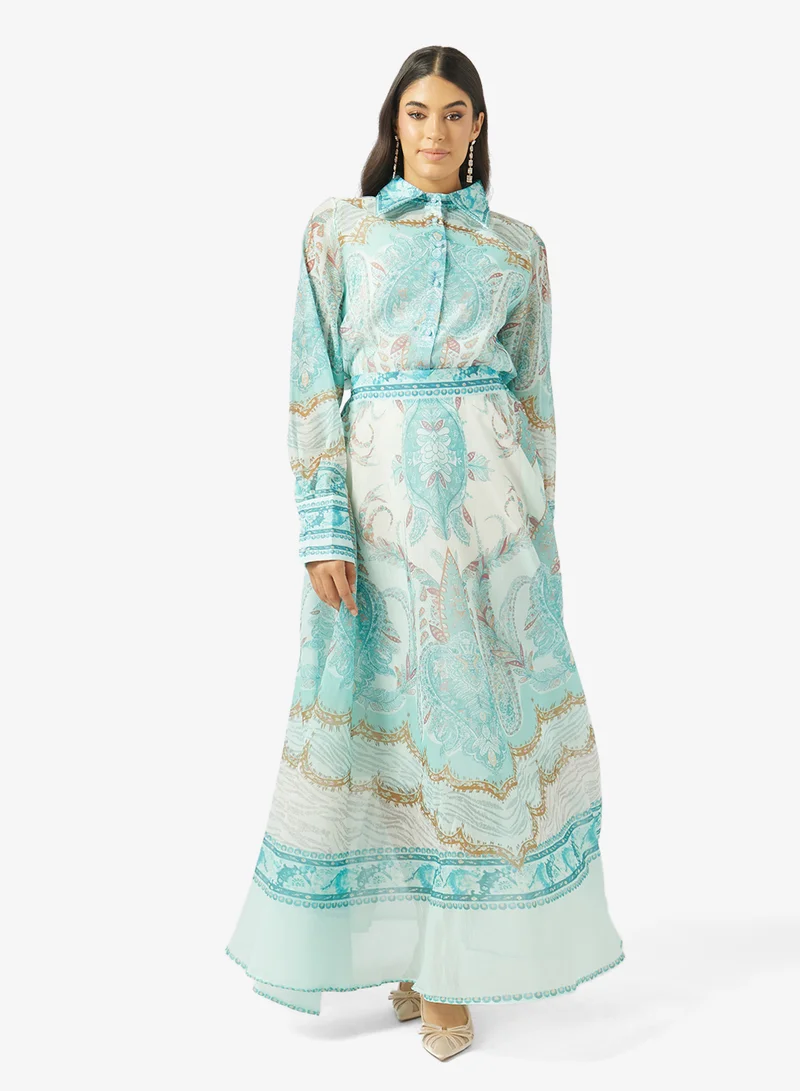 Khizana Abstract Print Top & Skirt Set