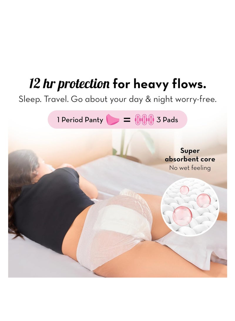 Plush Plush Comfort High Waist Disposable Period Panty for Girls Heavy Flow - 5 Pcs M/L (60-100cm) | Anti-Bacterial | Non-Bulky, Panty like Fit | 12-Hour Protection | 360° Coverage 100% Rash-Free Period Panties | Ideal for Overnight Use - Image 2