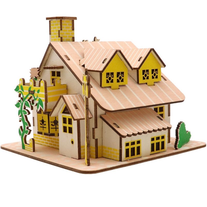 3D Wooden Puzzle House Building Kit Creative DIY Craft Model 3pcs - Image 4