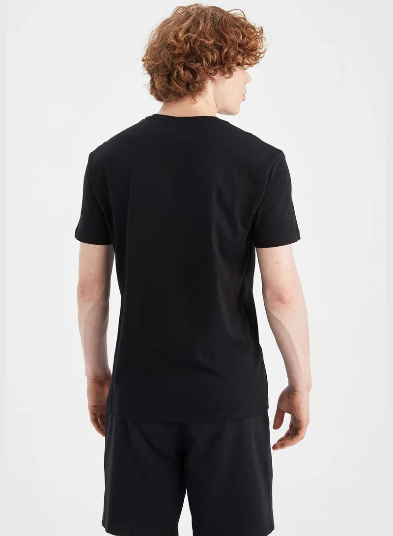 DeFacto Regular Fit Crew Neck Short Sleeve Slogan Print T-Shirt