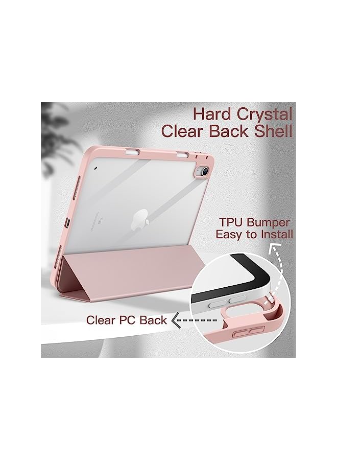 Jetech حافظة لجهاز ايباد 10 10.9 انش موديل 2022 الجيل العاشر مع حامل قلم شفاف خلفي شفاف مع حامل رفيع وغطاء لوحي مقاوم للصدمات مع خاصية الاستيقاظ التلقائي والنوم باللون الذهبي الوردي - Image 3