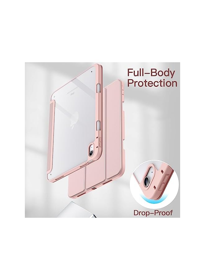 Jetech حافظة لجهاز ايباد 10 10.9 انش موديل 2022 الجيل العاشر مع حامل قلم شفاف خلفي شفاف مع حامل رفيع وغطاء لوحي مقاوم للصدمات مع خاصية الاستيقاظ التلقائي والنوم باللون الذهبي الوردي - Image 4