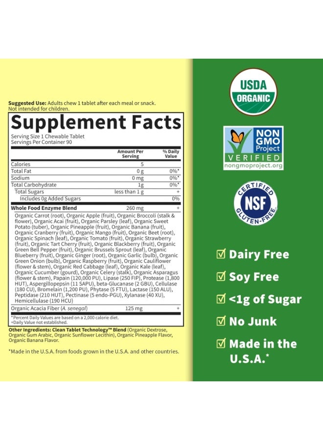 جاردن أوف لايف إنزيمات هضمية عضوية من دكتور فورميوليتيد، مع الباباين والبروميلين والليباز - بنكهة الفواكه الاستوائية، 90 قرصًا قابلًا للمضغ - Image 2