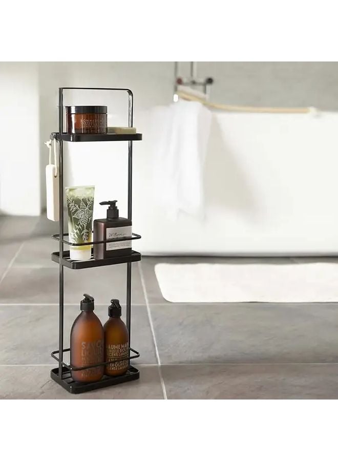 Black Bathroom Corner Shelf 3 Tier Waterproof Iron Storage Rack Easy Assembly - Image 2