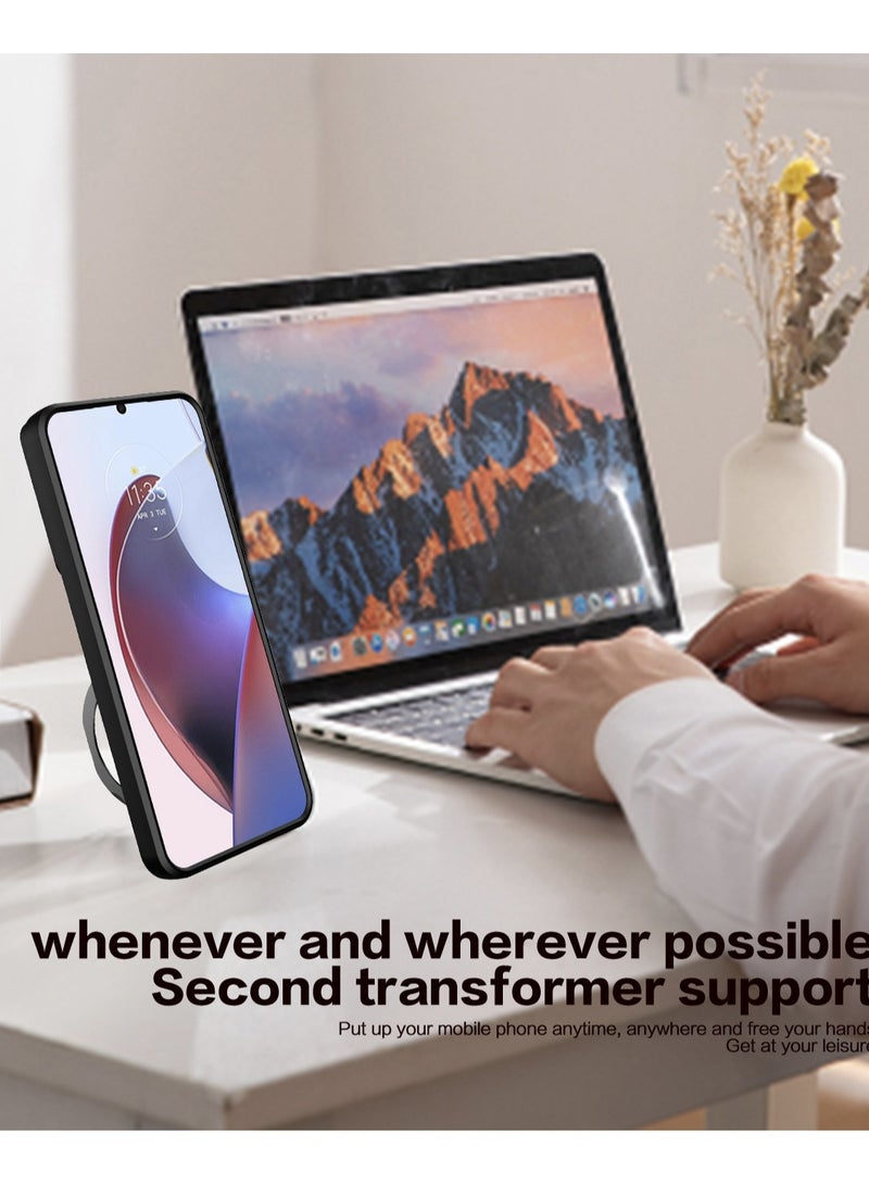 for Motorola Edge 50 Fusion Case, Slide Camera Lens Cover, Magnetic Ring Holder Kickstand Protective Phone Case for Motorola Edge 50 Fusion, Rose Gold - Image 2