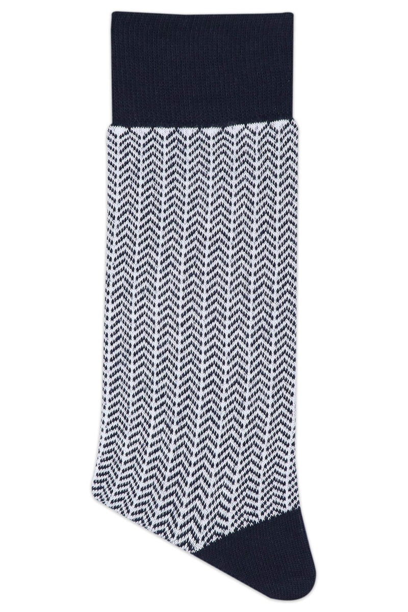 BALENZIA Men's Zig Zag Patterned Cotton Crew length socks- Pack of 5(Black,Navy,Brown,L.grey,D.grey) - Image 3