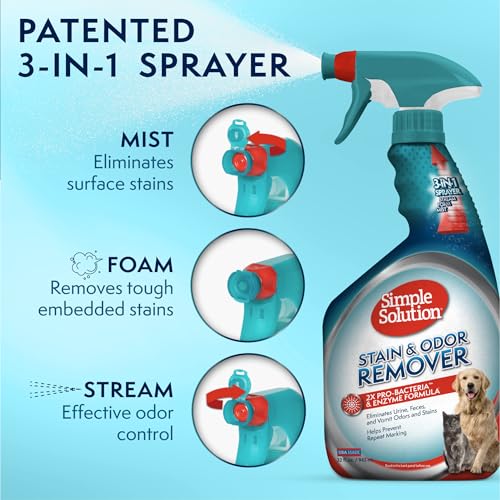 Simple Solution Stain & Odor Eliminator for Pets, Carpet Deodorizer, Enzyme Pet Odor Eliminator for Home, Stain Remover for Cat & Dog Pee, Urine Destroyer, Carpet Cleaner Spray, 32 oz - Image 4
