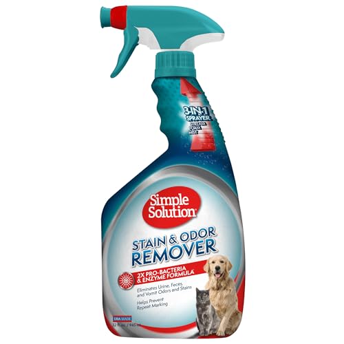 Simple Solution Stain & Odor Eliminator for Pets, Carpet Deodorizer, Enzyme Pet Odor Eliminator for Home, Stain Remover for Cat & Dog Pee, Urine Destroyer, Carpet Cleaner Spray, 32 oz - Image 1