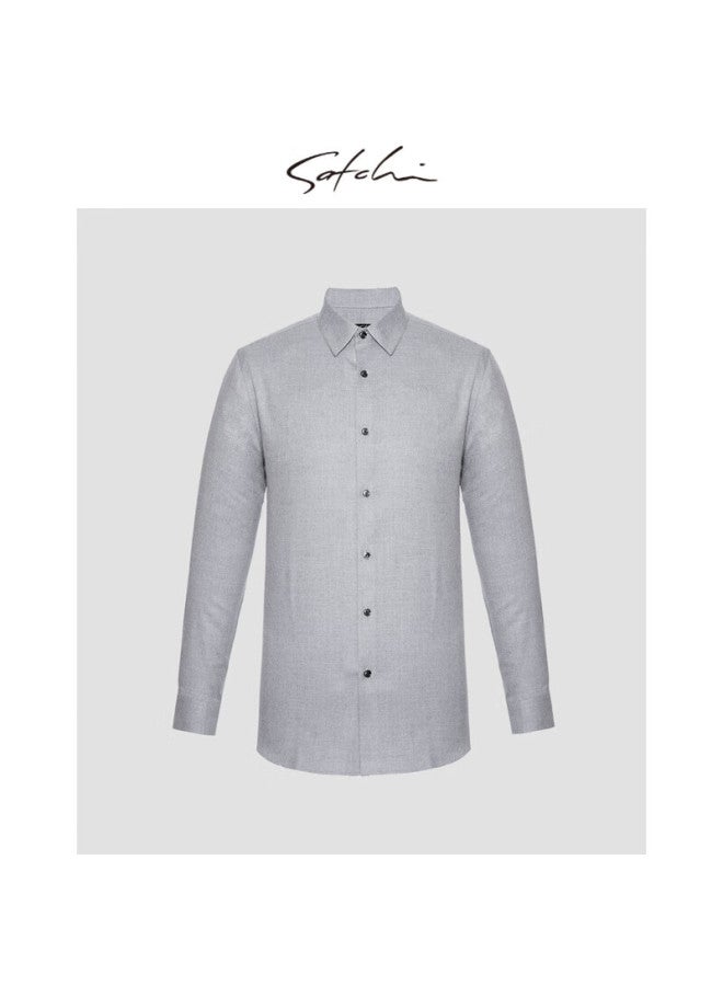 Satchi Satchi Men's Flannel Thermal Warm Business Casual Long Sleeve Shirt Men's Dress Shirt Men Medium Gray 41/175 - Image 5