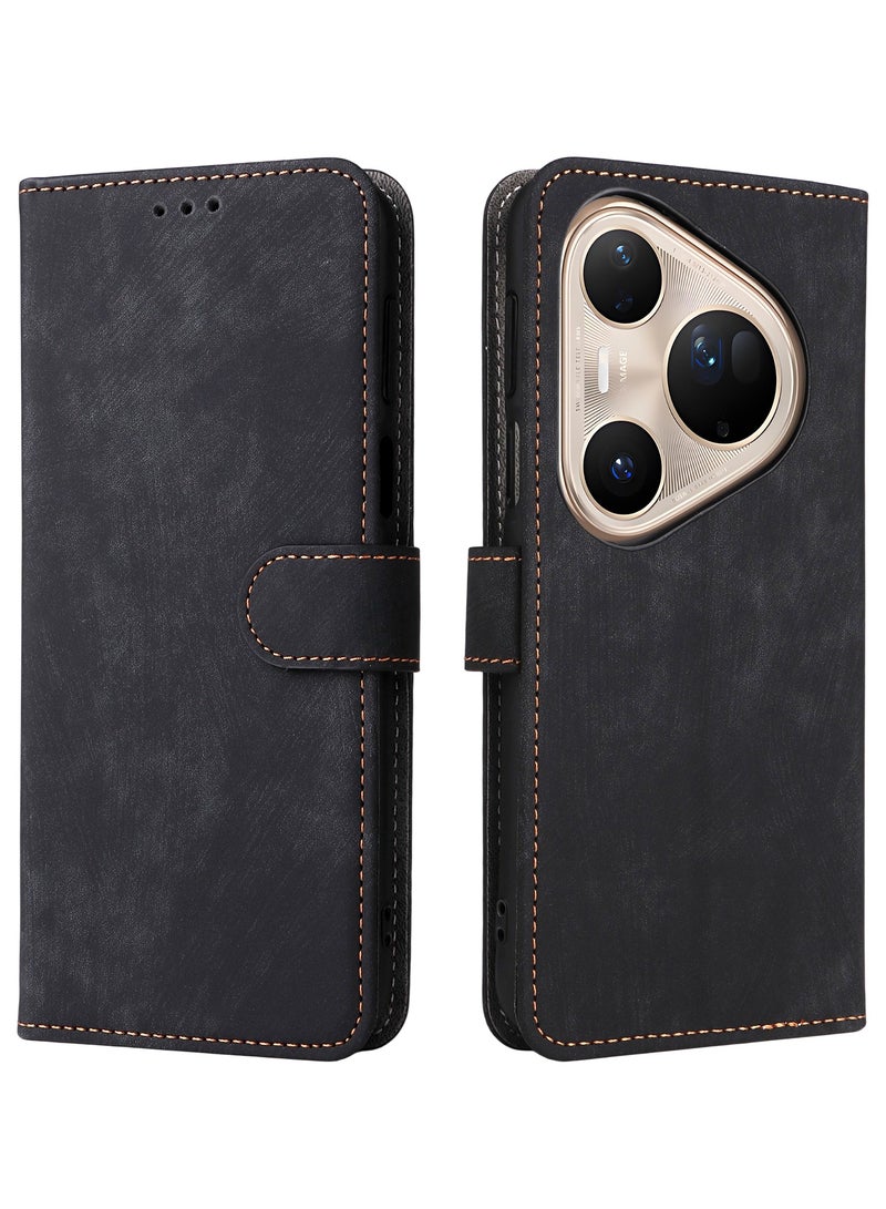 For Huawei Pura 80 Ultra Flip Cover with Detachable lanyard, PU Leather Full Body Protection Shockproof Flip Mobile Phone Case, RFID Anti-theft Brush Folio Wallet Case - Image 3