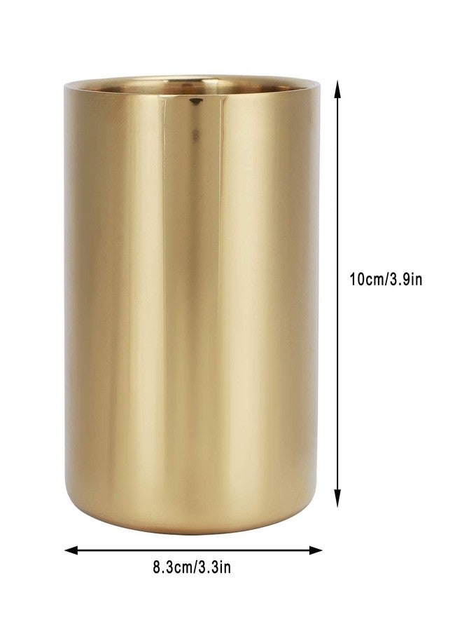 Beufee Gold Pen Pencil Holder, Pencil Cup Holder Desk Organizer Table Vases Flower Pot Stainless Steel Makeup Brush Holder For Office Home(Gold) - Image 2