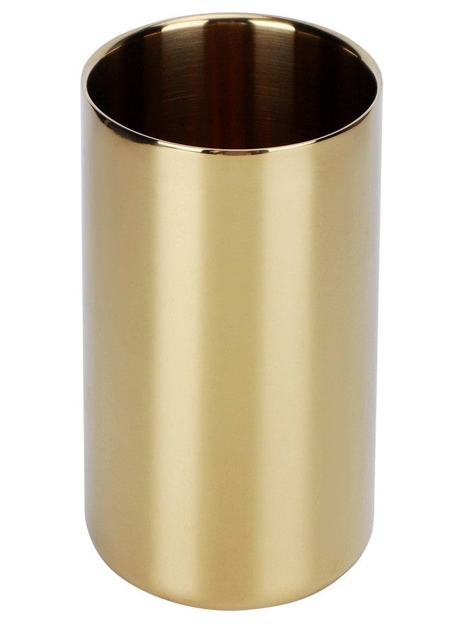 Beufee Gold Pen Pencil Holder, Pencil Cup Holder Desk Organizer Table Vases Flower Pot Stainless Steel Makeup Brush Holder For Office Home(Gold) - Image 1