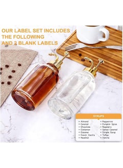FUFU FUFU Coffee Syrup Dispenser for Coffee Bar, Coffee Pump Dispenser, Glass Syrup Bottle w. Pump, 16 oz 500 ml, Set of 2, (Gold)  - Image 5