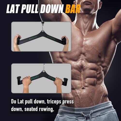MARSAFIT Home Gym Fitness Rowing T-bar V-bar Pulley Cable Machine Attachments, Bicep Curl Tricep Lat pulldown Bar Back Strength Training Handle Grips Lat Pull Down Bar Press Down Exercises (Style 1) - Image 5