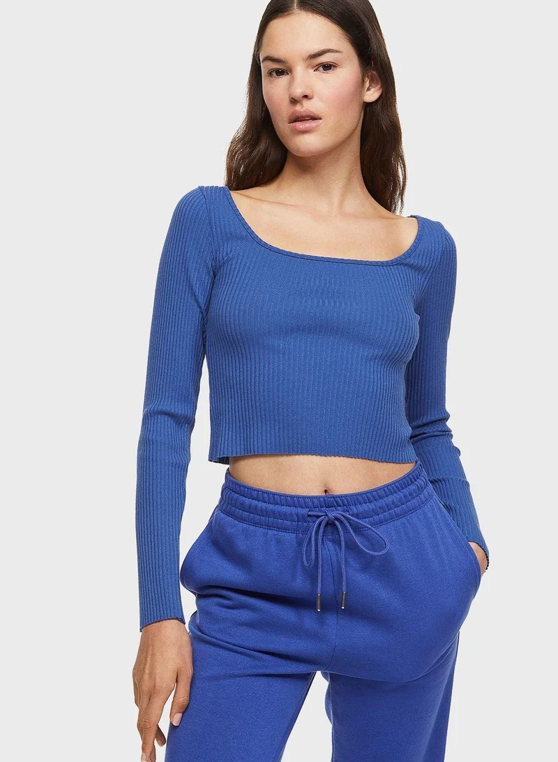 H&M Ribbed Square Neck Top
