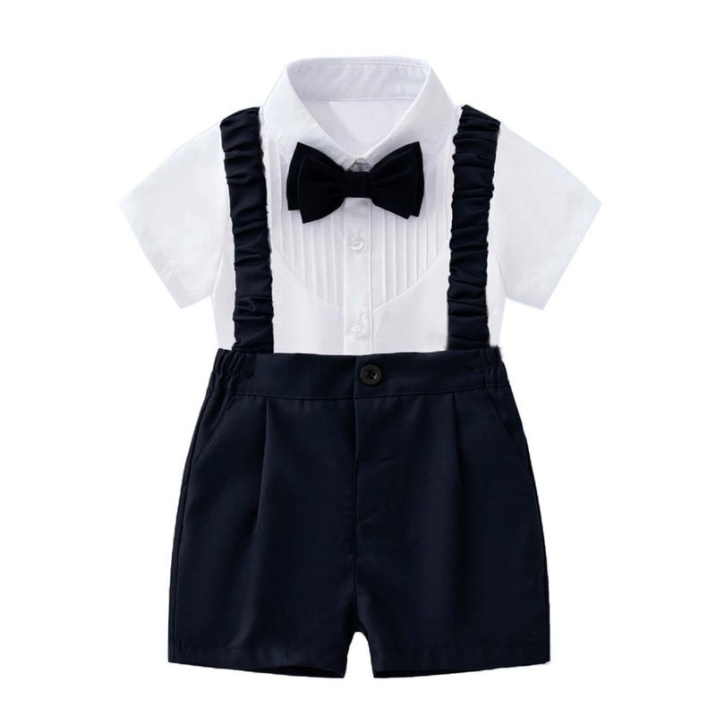 Pure Color childrens performance clothing cross-border summer new short-sleeved shorts childrens clothing baby overalls bow suit generation hair Black