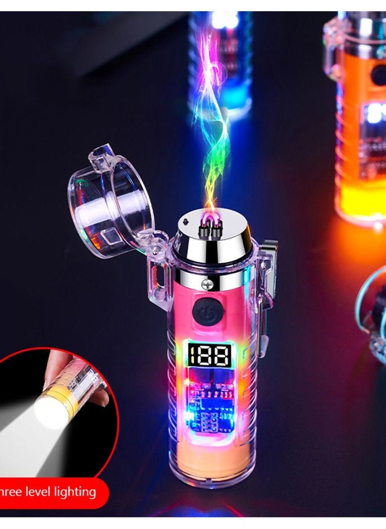 Generic Type C Charging Lighter Waterproof LED Torch Windproof Dual Arc Plasma Lighter Power Display Electric Lighter For Men Gifts  - Image 1