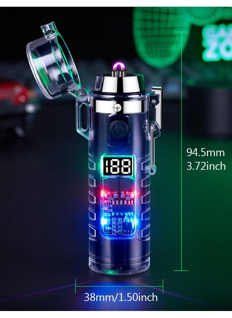 Generic Type C Charging Lighter Waterproof LED Torch Windproof Dual Arc Plasma Lighter Power Display Electric Lighter For Men Gifts  - Image 2