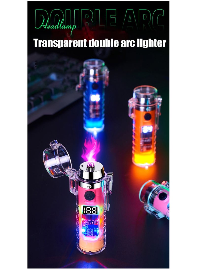 Generic Type C Charging Lighter Waterproof LED Torch Windproof Dual Arc Plasma Lighter Power Display Electric Lighter For Men Gifts  - Image 3