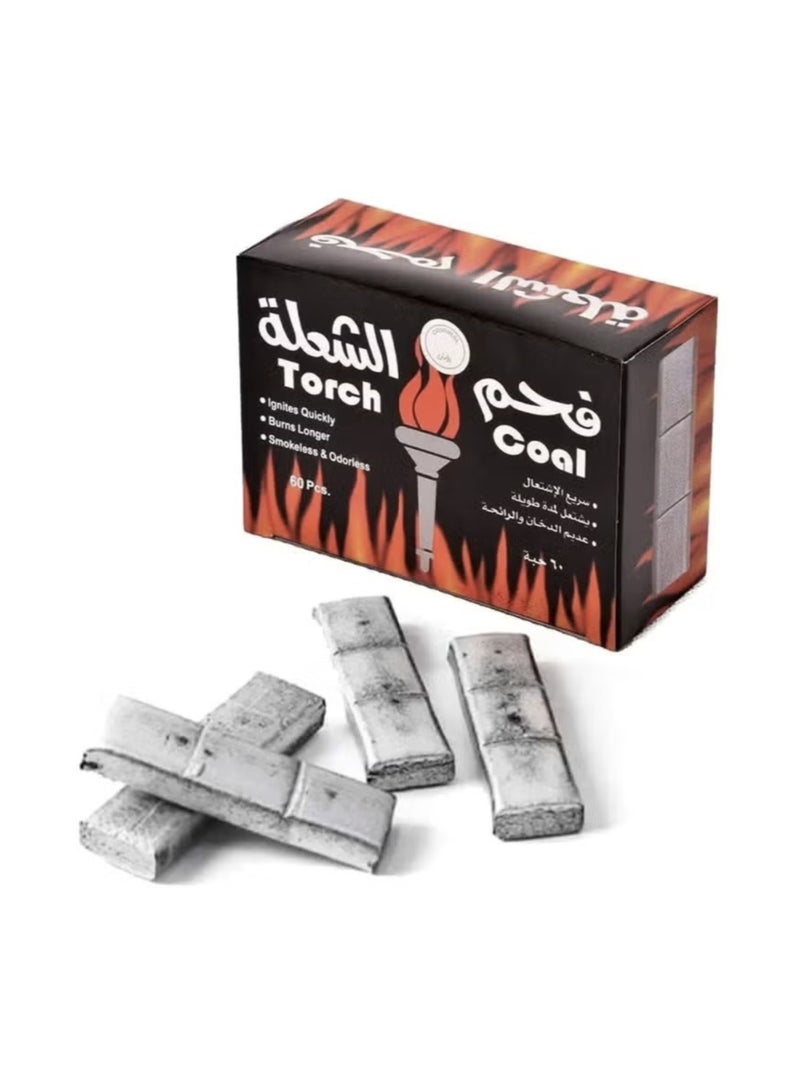 تورش علبتان من أقراص الفحم سريعة الاشتعال، قطع فحم مكعبة للبخور والشواء، 60 قطعة فحم في كل علبة - Image 4
