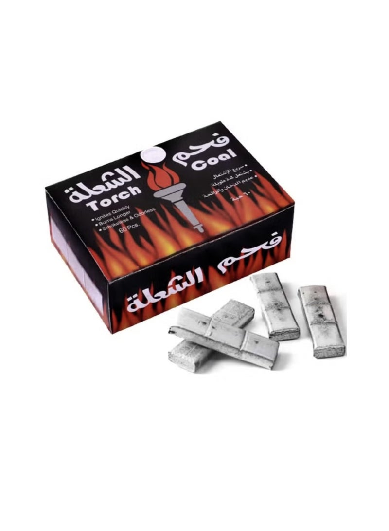 تورش علبتان من أقراص الفحم سريعة الاشتعال، قطع فحم مكعبة للبخور والشواء، 60 قطعة فحم في كل علبة - Image 3